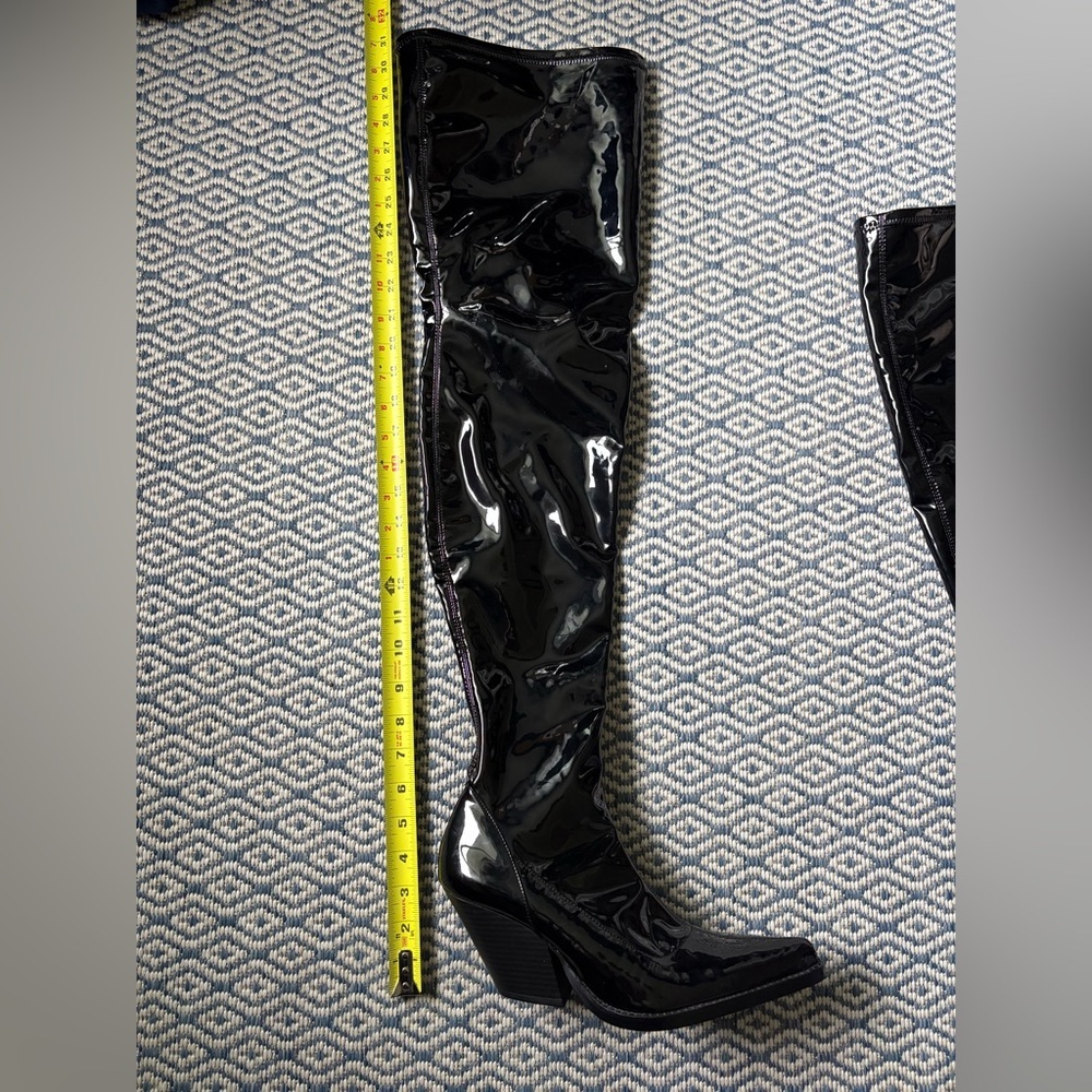 ZARA OVER THE KNEE LATEX WESTERN BOOTS! (Giuseppe Zanotti inspired) - Picture 3 of 13